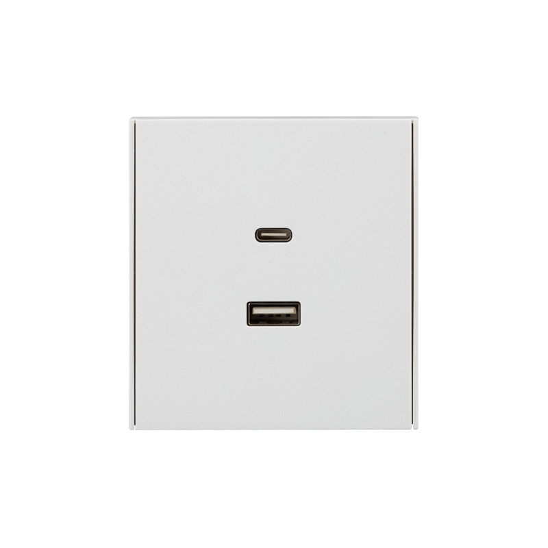 Изображение товара KRANZ STRONG Розетка USB-A и USB-C 2 разъема 3A быстрая зарядка ультратонкая рамка