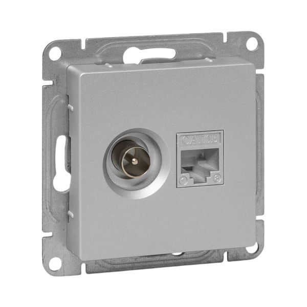 Изображение товара EKF Эпика Механизм розетки TV+RJ45 (cat5), алюминий.