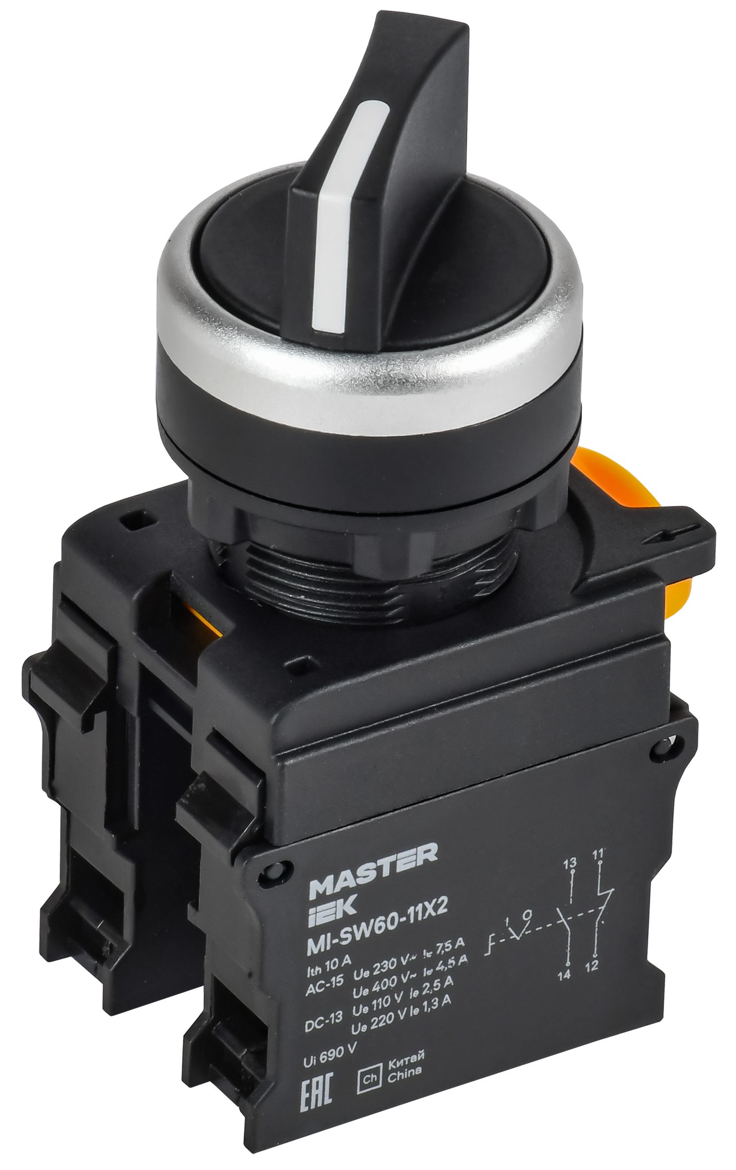 Изображение товара IEK MASTER Переключатель 2 полож. 1NO+1NC чёрный