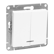 Изображение товара EKF Эпика Механизм выключателя, двухклавишный, с подсветкой, белый.