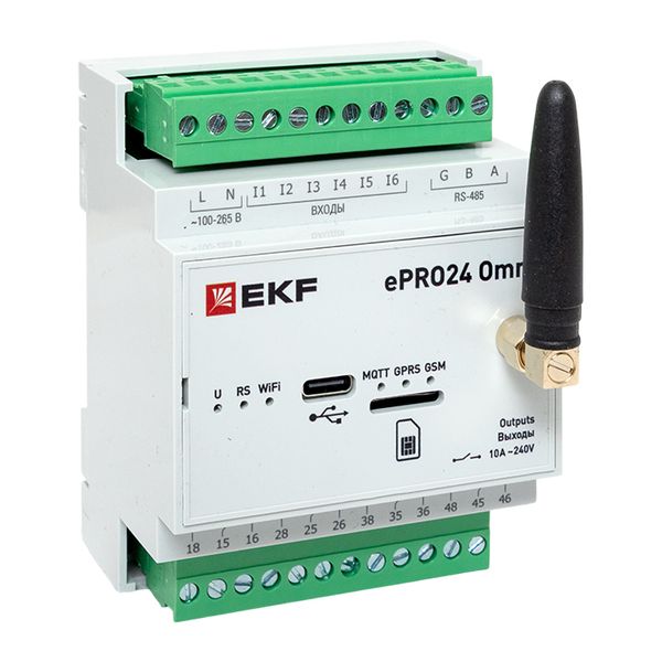 Изображение товара EKF Контроллер удаленного управления 6вх/4вых Wi-Fi GSM 230 В ePRO24 Omni Изображение товара EKF Контроллер удаленного управления 6вх/4вых Wi-Fi GSM 230 В ePRO24 Omni