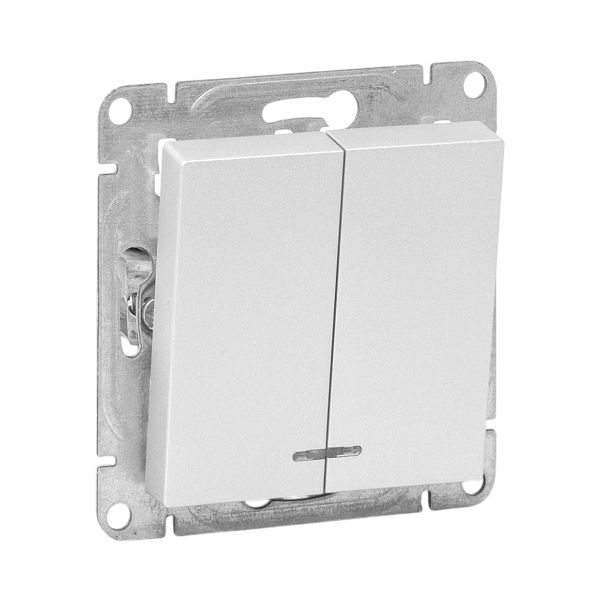 Изображение товара EKF Эпика Механизм выключателя, двухклавишный, с подсветкой, алюминий.