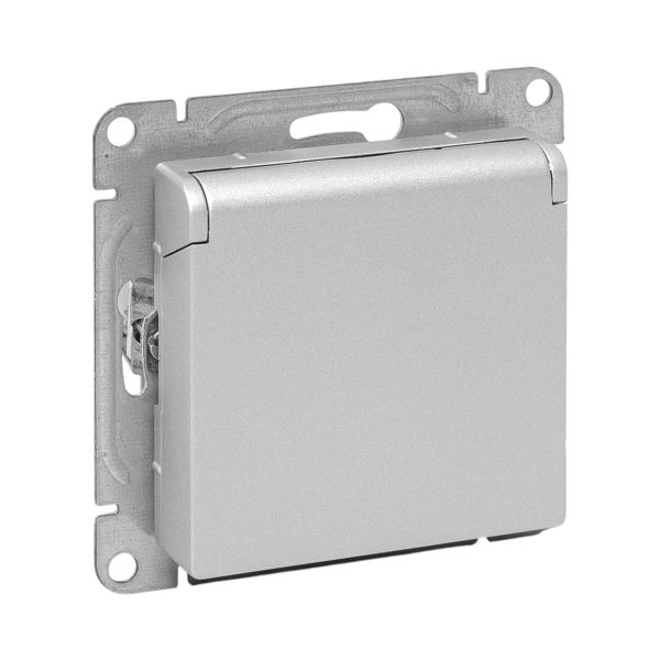 Изображение товара EKF Эпика Механизм розетки, 16А, IP44, с заземлением, со шторками, c крышкой, алюминий.
