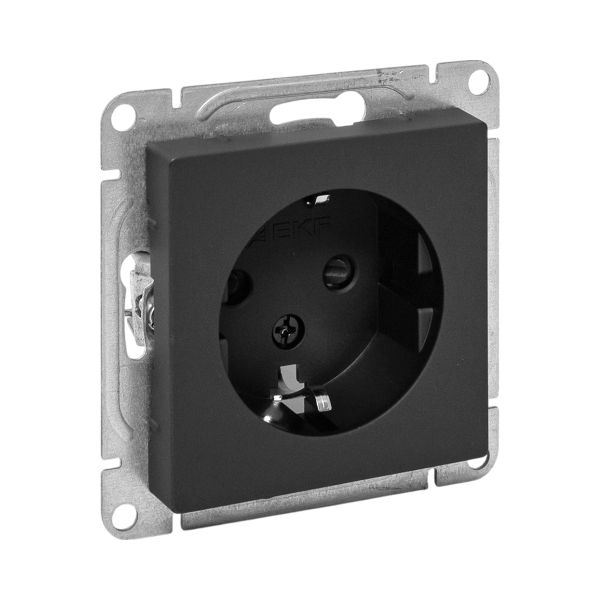 Изображение товара EKF Эпика Механизм розетки, 16А, с заземлением, со шторками, чёрный.