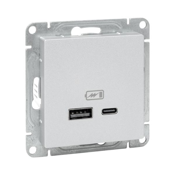 Изображение товара EKF Эпика Розетка USB A и C с заземлением алюминий 45 Вт