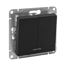 Изображение товара EKF Эпика Механизм выключателя, двухклавишный, с подсветкой, чёрный.