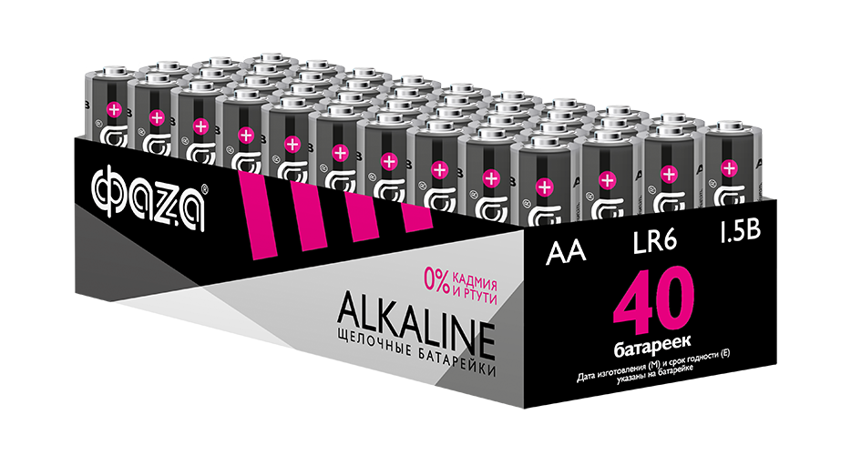 Изображение товара ФАZA LR 6 (алкалин. эл. питания) LR 6 Alkaline Pack-40 Изображение товара ФАZA LR 6 (алкалин. эл. питания) LR 6 Alkaline Pack-40