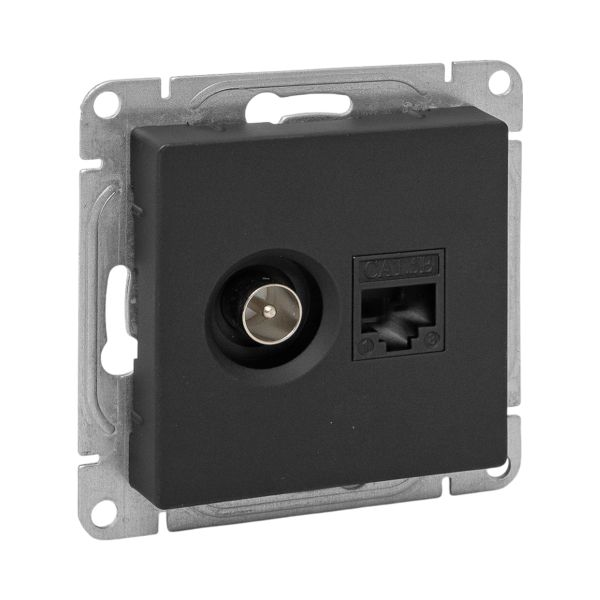Изображение товара EKF Эпика Механизм розетки TV+RJ45 (cat5), чёрный.