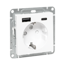 Изображение товара EKF Эпика Механизм розетки с USB-A+С - 2шт, 16А, с заземлением, со шторками, белый.