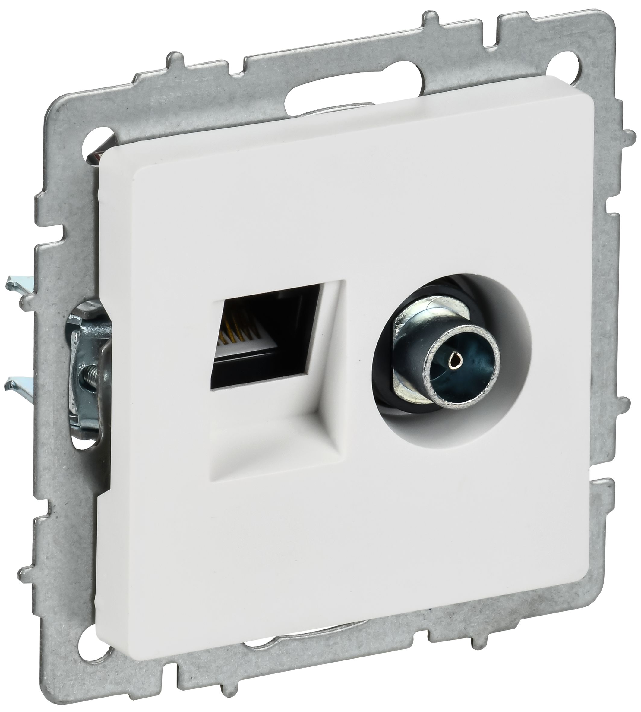 Изображение товара IEK BRITE Роз. двойная TV+RJ45 кат.5E РТВ/РК12-БрАБ а/б