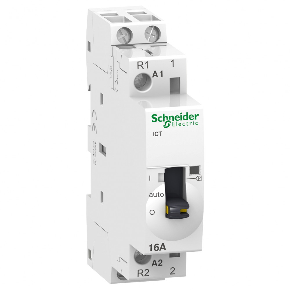 Schneider Electric Acti 9 iCT16A Контактор модульный 16А 250В напряжение  управления 220В 1НО 1НЗ 2100Вт с ручным управлением - e.way