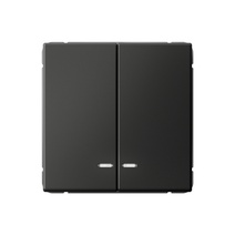 Изображение товара Systeme Electric ArtGallery Базальт Выключатель 2-клавишный с подсветкой, сх.5а, 10АХ, механизм, быстрозажим. клем.