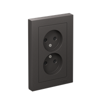 Изображение товара Systeme Electric AtlasDesign Базальт Розетка двойная б/з со шторками,16А, в сборе