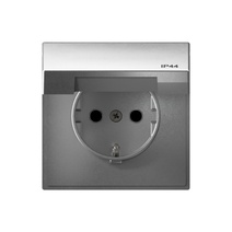 Изображение товара Systeme Electric ArtGallery Алюминий Розетка с заз.со шт.с крышк, 16А, IP44,  механизм, быстрозажим. клем.