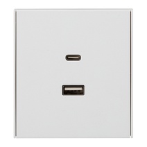 Изображение товара KRANZ STRONG Розетка USB-A+Type-C 3А с функцией быстрой зарядки жемчуг , с 1-пост. рамкой