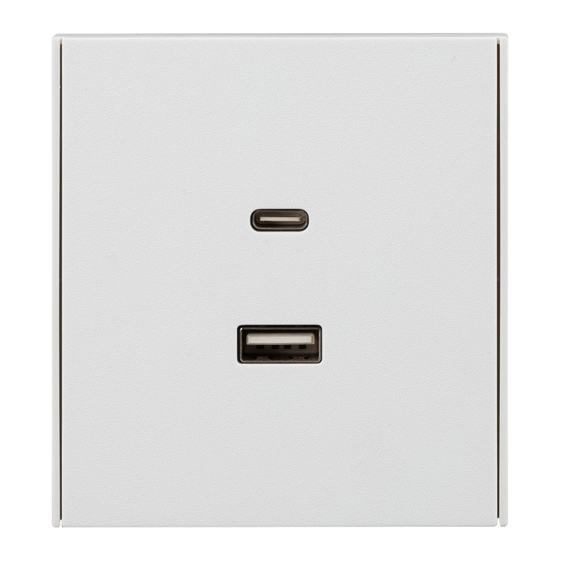 Изображение товара KRANZ STRONG Розетка USB-A и USB-C 2 разъема 3A быстрая зарядка ультратонкая рамка