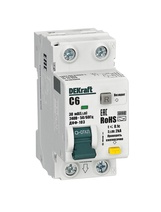 Изображение товара DEKraft Автоматические выключатели дифференциального тока 1P+N 6А 30мА AC х-ка C ДИФ-103 6кА нов.