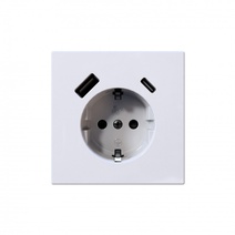 Изображение товара Jasmart FD Белый глянцевый Розетка с/з со шторками 16A c USB A+C 25W