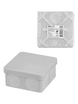 Изображение товара TDM Распаячная коробка, двухкомпонентная, ОП 80х80х40 мм, IP66, 8 вх., серая, инд. штрихкод Изображение товара TDM Распаячная коробка, двухкомпонентная, ОП 80х80х40 мм, IP66, 8 вх., серая, инд. штрихкод