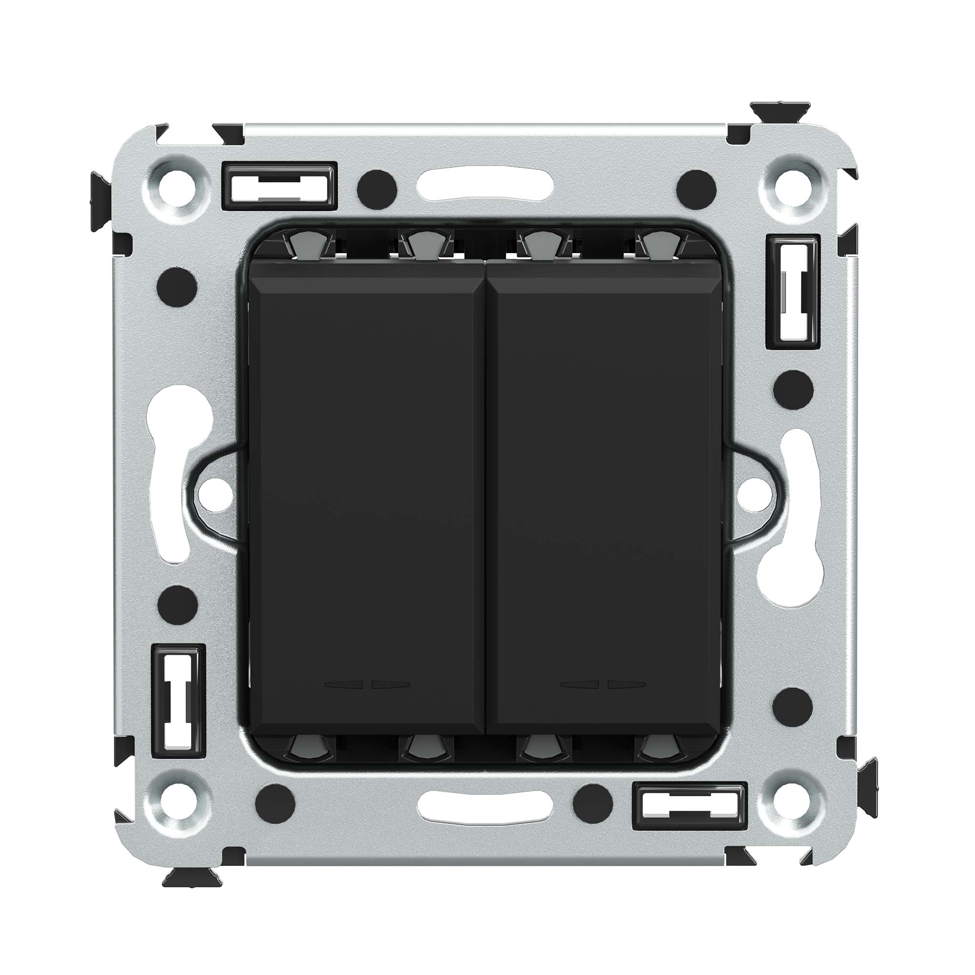 Изображение товара DKC Avanti Переключатель двухклавишный в стену, "Черный матовый"