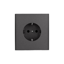 Изображение товара KRANZ STRONG Розетка 1-ая с/з с/у, со шторками 16А графит, с 1-пост. рамкой