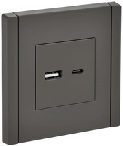 Изображение товара IEK FORTE&PIANO Серый Розетка USB A+C 18Вт FP351 Изображение товара IEK FORTE&PIANO Серый Розетка USB A+C 18Вт FP351