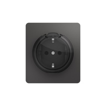 Изображение товара KRANZ ROUND Розетка 1-ая с шторками крышкой 16 А титан с1 пост. рамкой