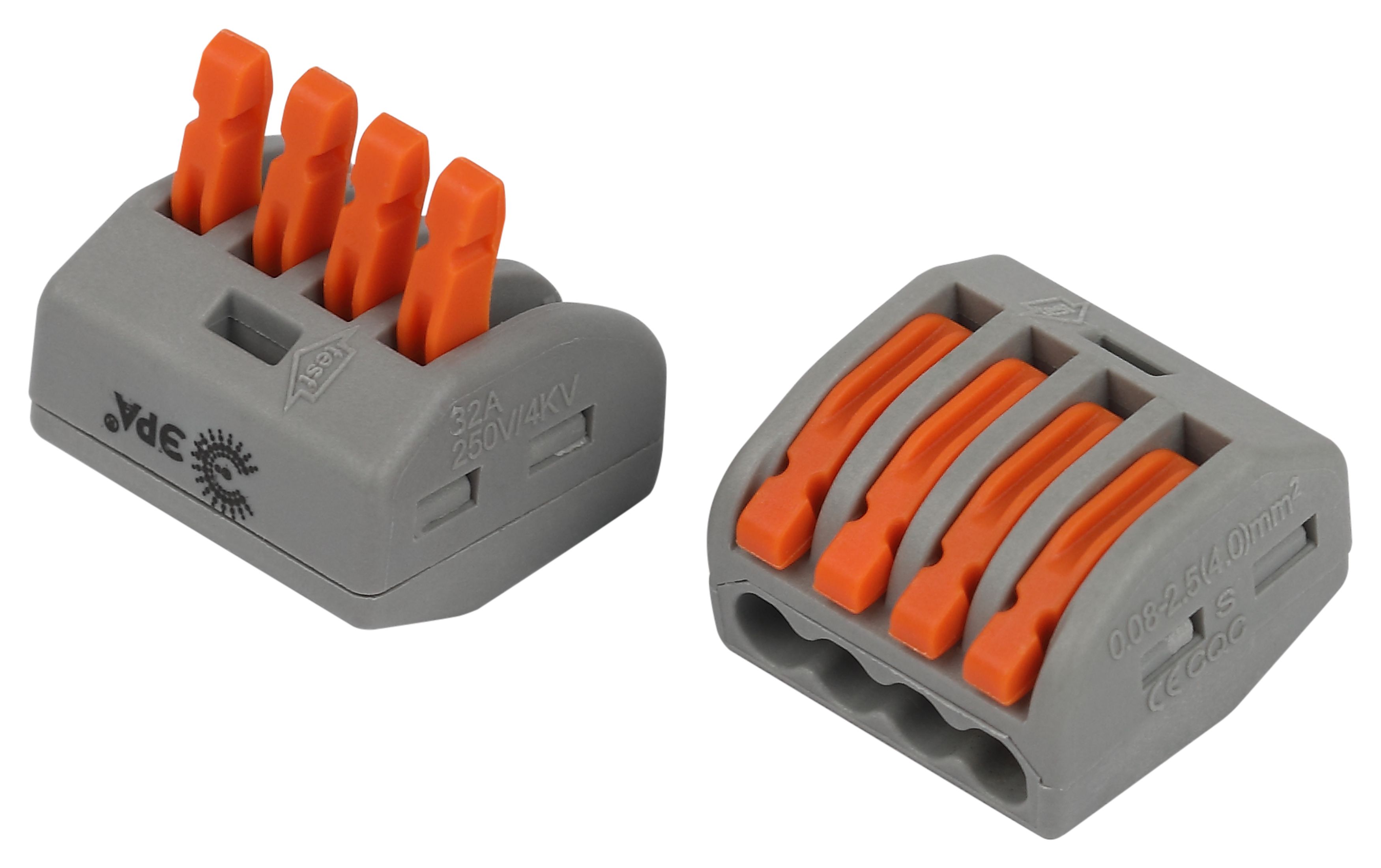 Изображение товара ЭРА Клемма NO-225-347 универсальная 222-414 с рычагами 4-проводная 0.08-2.5/4 мм2 упаковка 50 шт