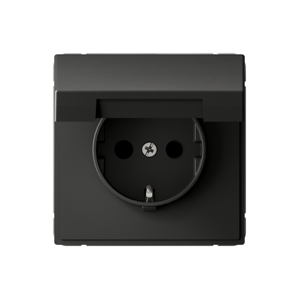 Изображение товара Systeme Electric ArtGallery Базальт Розетка с заземл. со шторк. с крышк., 16А, IP20,  механизм, быстрозажим. клем.