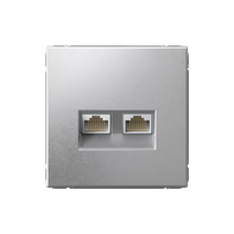 Изображение товара Systeme Electric ArtGallery Алюминий Розетка двойная компьютерная RJ45+RJ45, кат. 5е, механизм