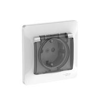Изображение товара Systeme Electric Glossa Белый Розетка с зазем. со шторк. с крышк., 16А, IP44, в сборе, быстрозажим. клем.