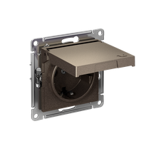 Изображение товара Systeme Electric AtlasDesign Мокко Розетка с заземл. со шторк. с крышкой, 16А,IP20,мех., быстрозажим. клем.
