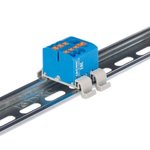 Изображение товара Распределительный блок с гориз адаптером на DIN-рейку 35 мм 6 контактов 6 мм2 синий