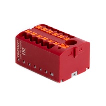 Изображение товара DKC Nuputuk Блок распределительный, зажим push-in, 1 ввод 6 кв.мм, 12 точек подключения 2,5 кв.мм, красный