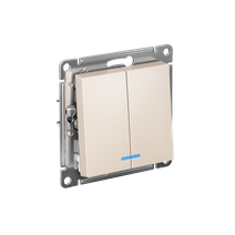 Изображение товара Systeme Electric AtlasDesign Бежевый Выключатель 2-клавишный с подсвет.,сх.5а, 10АХ,мех., быстрозажим. клем.