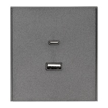 Изображение товара KRANZ STRONG Розетка  USB-A+Type-C 3А с функцией быстрой зарядки графит , с 1-пост. рамкой