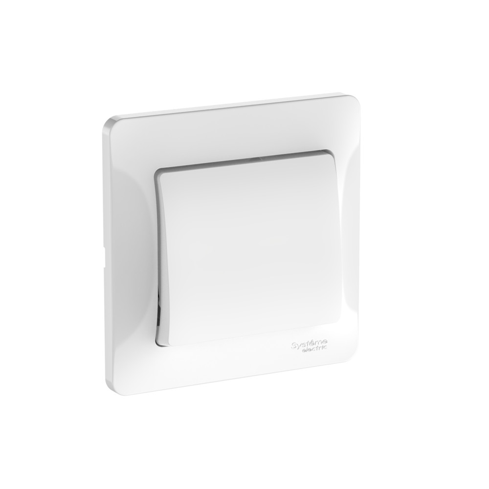 Изображение товара Systeme Electric Glossa Белый Выключатель 1-клавишный, сх.1, 10АХ, в сборе, быстрозажим. клем.