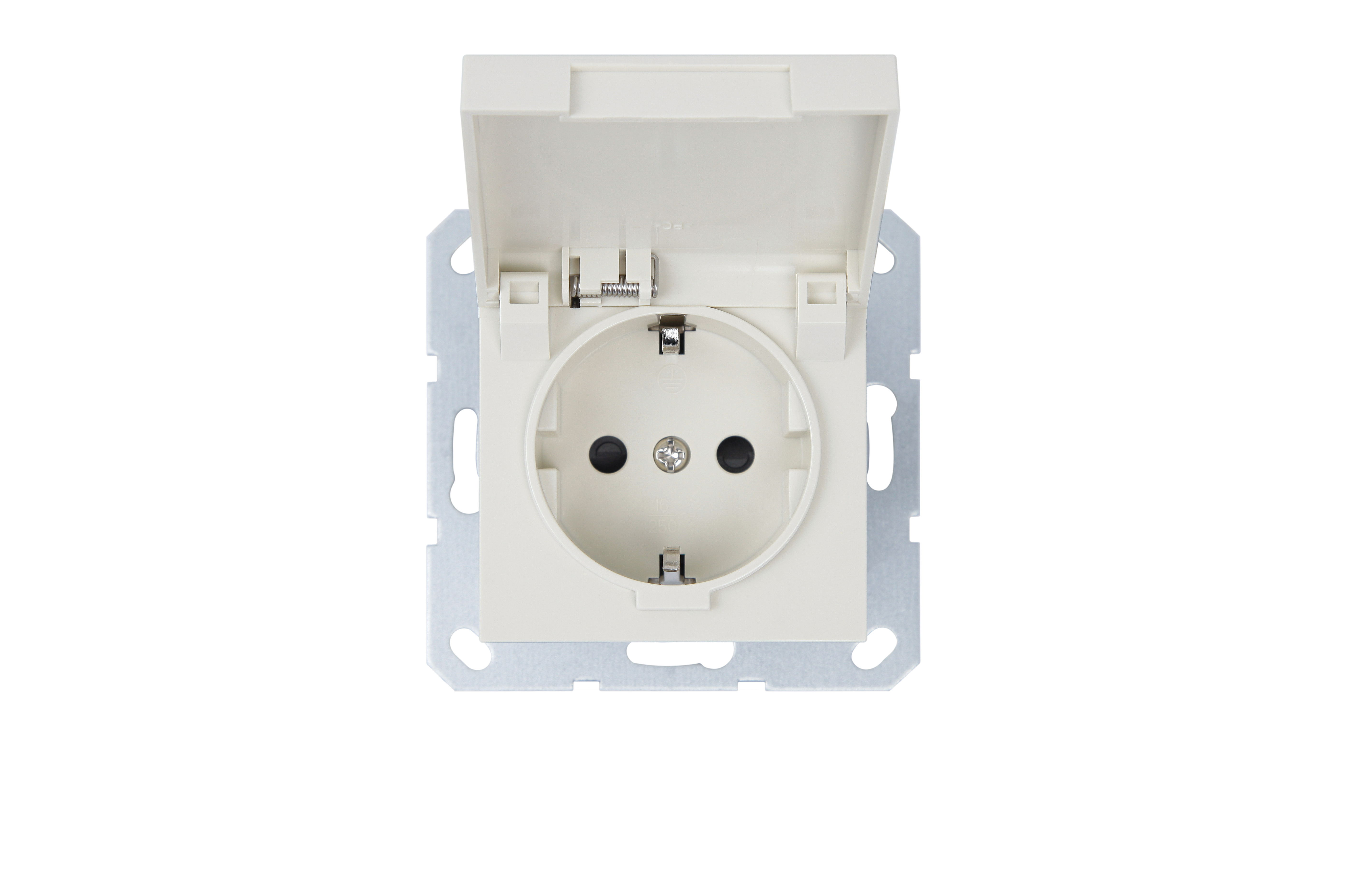 Изображение товара Jasmart G Слоновая кость Розетка с/з с крышкой и защитными со шторками 16A 250V~ 2P+T