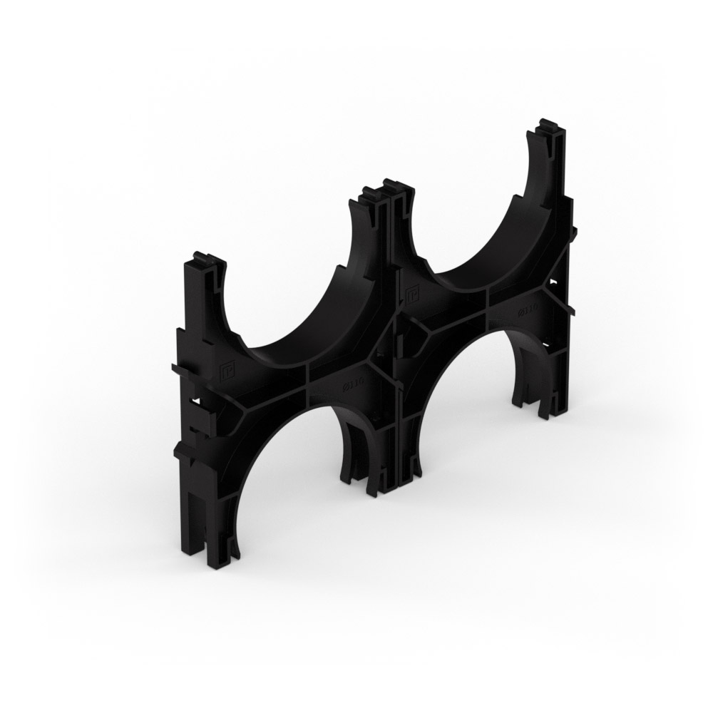 Изображение товара Промрукав Кластер для двустенных труб d110 мм, двойной, двухсторонний (40 шт/кор)