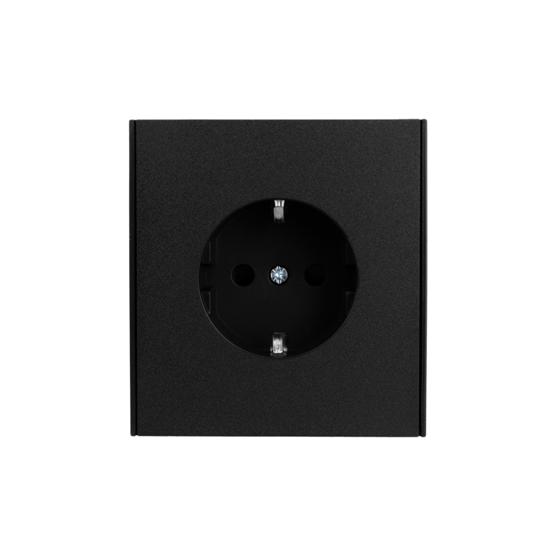 Изображение товара KRANZ STRONG Розетка 1-ая с/з с/у, со шторками 16А антрацит, с 1-пост. рамкой