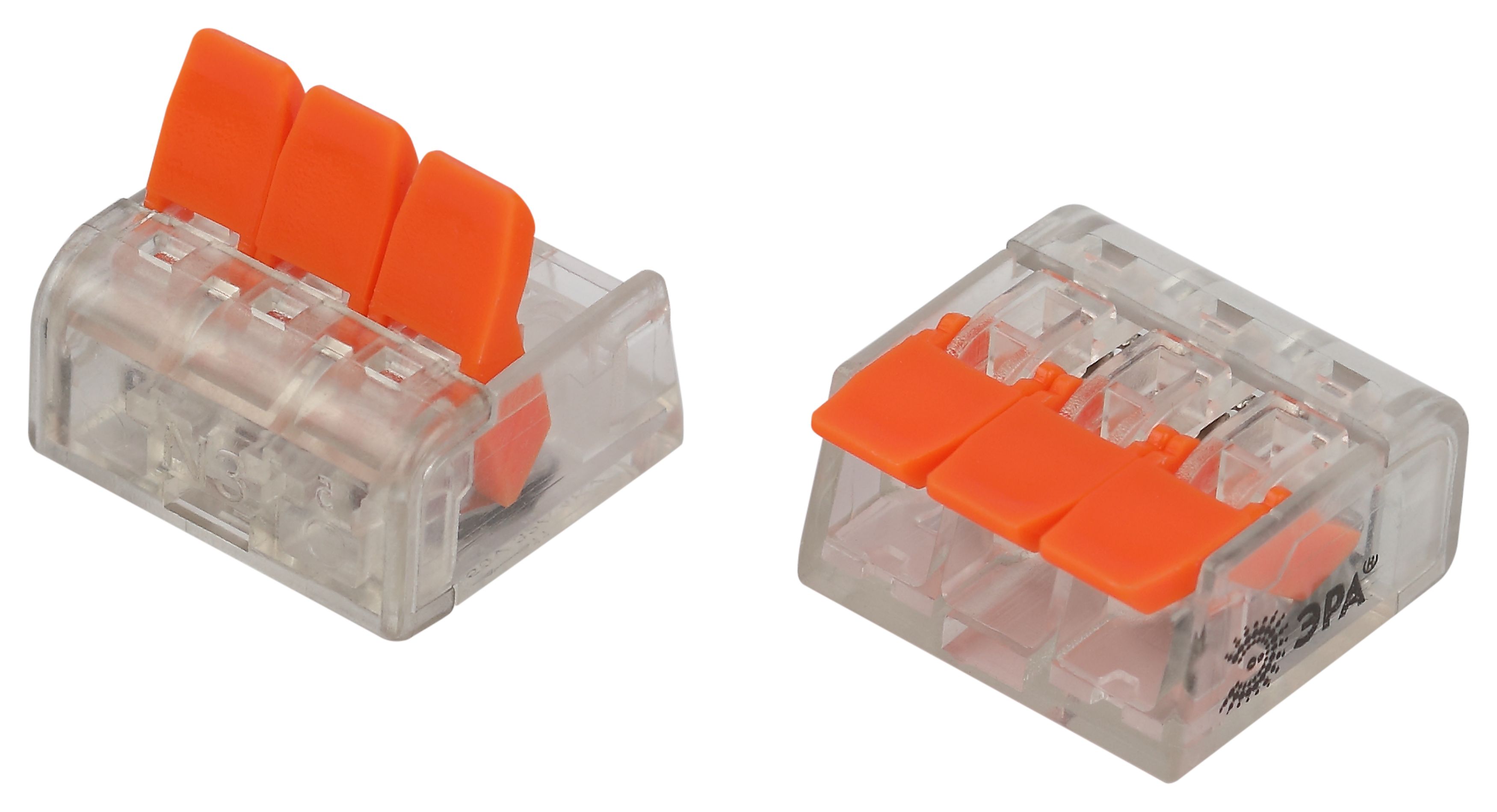 Изображение товара ЭРА Клемма NO-225-350 универсальная 221-413 компактная с рычагами 3-проводная 0.2-4 мм2 упаковка 50 шт