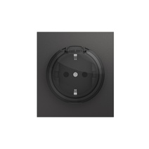 Изображение товара KRANZ STRONG Розетка 1-ая с/з с/у, со шторками и крышкой 16А графит, с 1-пост. рамкой