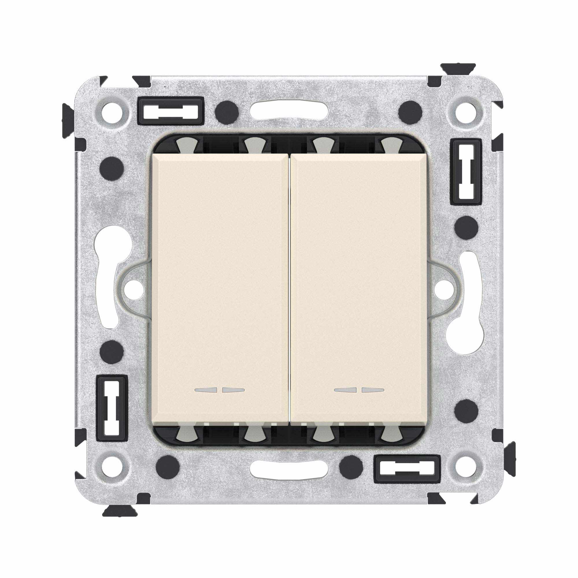 Изображение товара DKC Avanti Переключатель двухклавишный в стену, "Ванильная дымка"