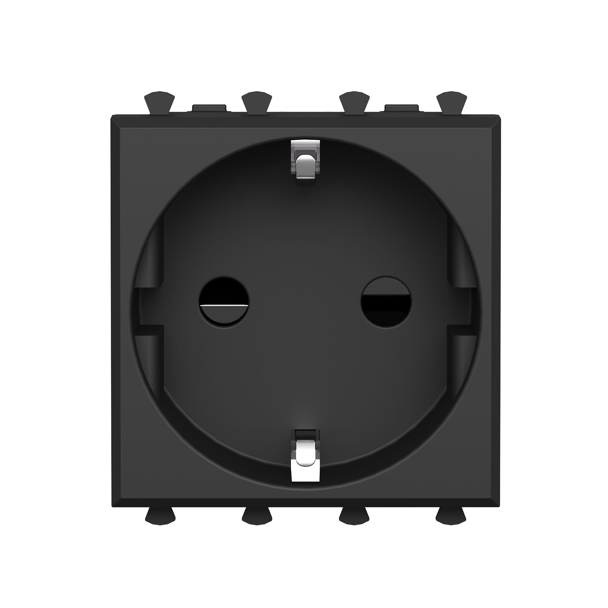 Изображение товара DKC Avanti Розетка модульная, 2P+E, с з/ш, "Черный матовый", 2 модуля