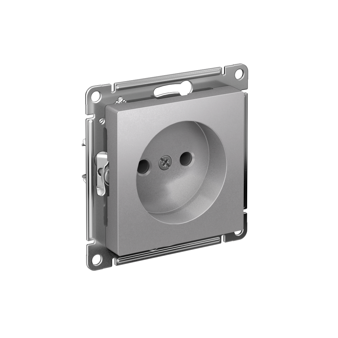 Изображение товара Systeme Electric AtlasDesign Алюминий Розетка без заземления без шторок, 16А, мех., быстрозажим. клем.