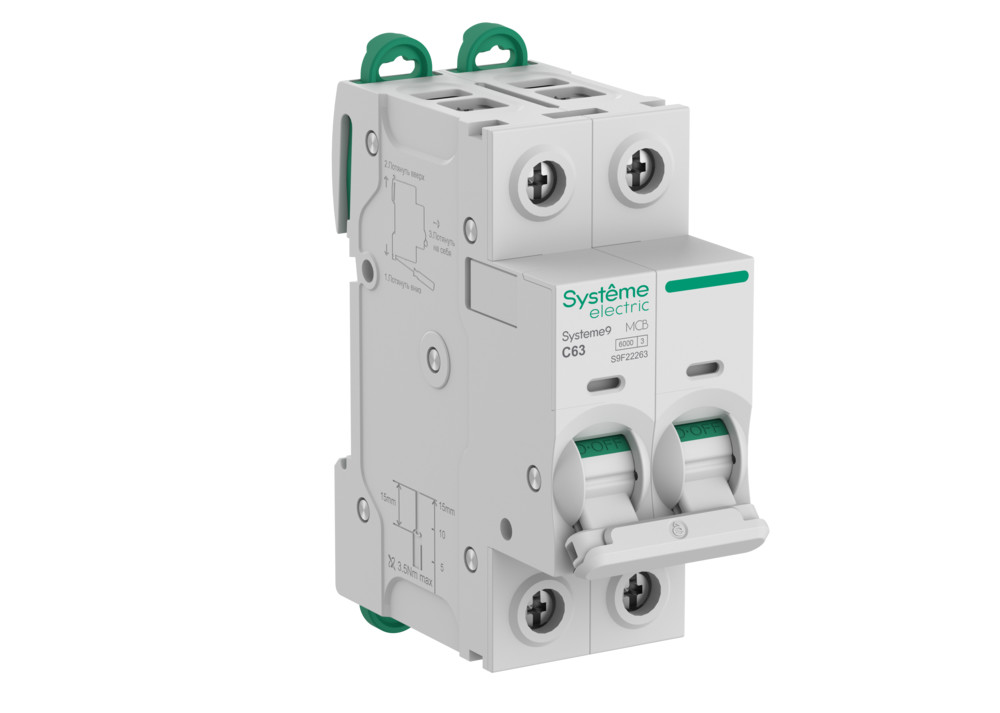 Изображение товара Systeme Electric Systeme9 Автоматический выключатель (АВ) C 63A 2P 6kA 400В