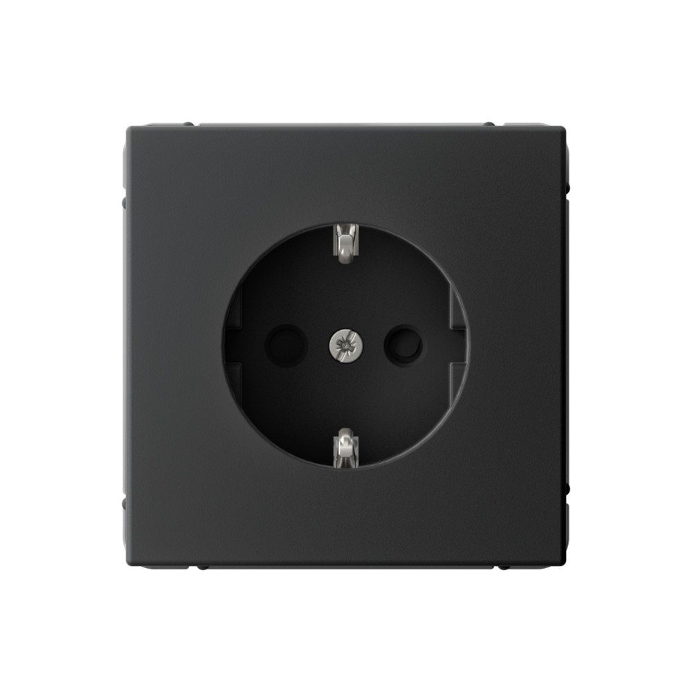 Изображение товара Systeme Electric ArtGallery Карбон Розетка с заземлением со шторками, 16А, механизм, быстрозажим. клем.