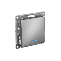 Изображение товара Systeme Electric AtlasDesign Сталь Выключатель 1-клавишный с подсвет.,сх.1а, 10АХ, мех., быстрозажим. клем.