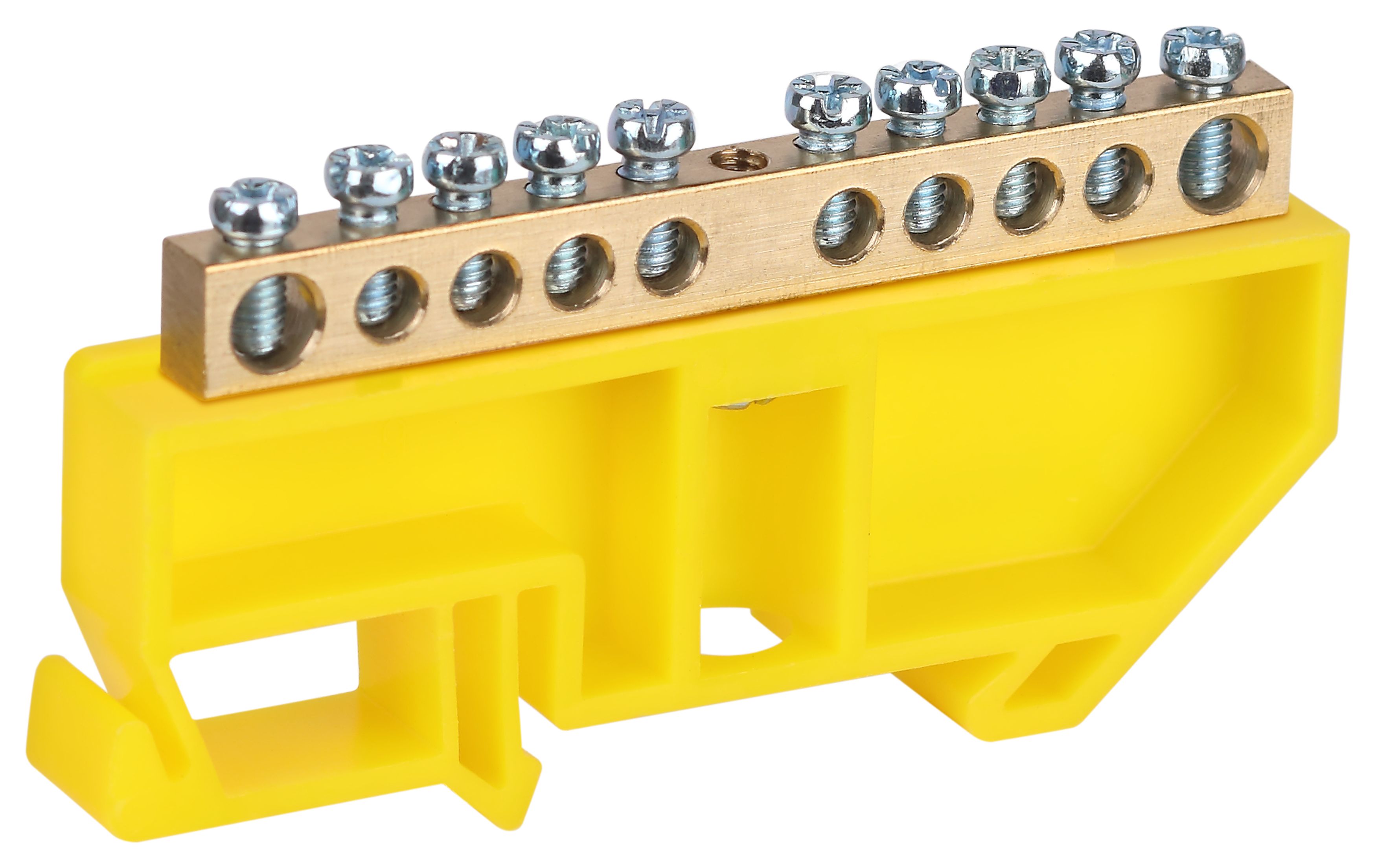 Изображение товара Шина латунная PE NO-224-90 для нулевых проводников на DIN-изоляторе