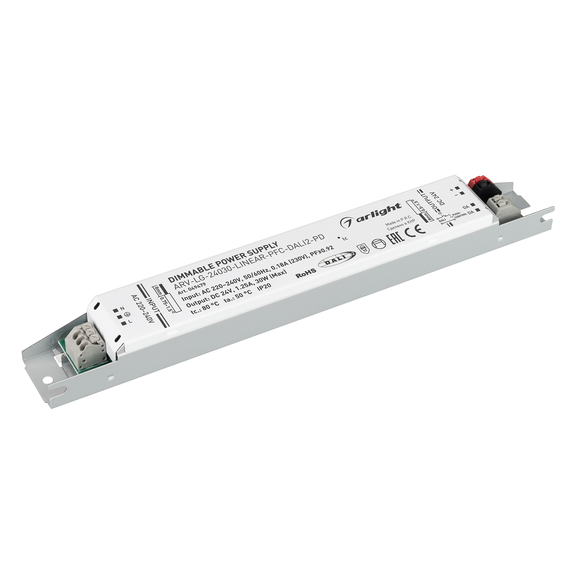 Изображение товара Arlight Блок питания ARV-LG-24030-LINEAR-PFC-DALI2-PD (24V, 1.25A, 30W) (IP20 Металл, 5 лет)